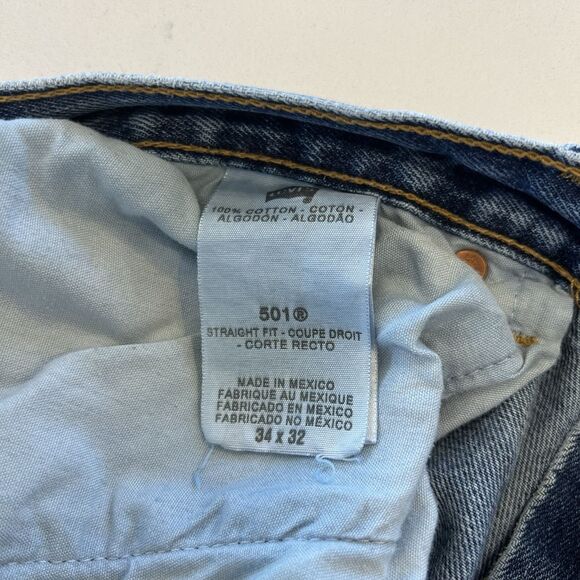 Levi 501 Jeans Men’s Size 34 X 32 Made In Mexico - Picture 6 of 16